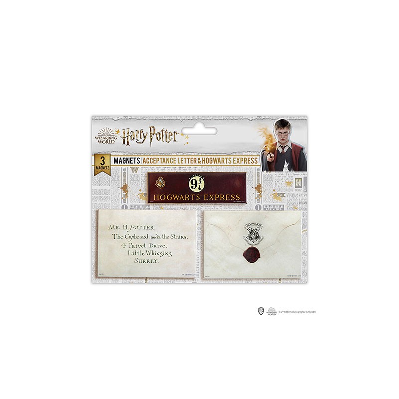 Harry Potter - Set of 3 Ímans - Acceptance Letter + 9 3/4 platform- Harry Potter
