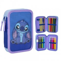 Disney - Stitch - Estojo Duplo- Porta Lápis - com acessórios