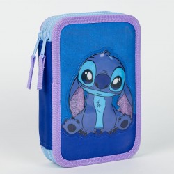 Disney - Stitch - Estojo Triplo- Porta Lápis - com acessórios