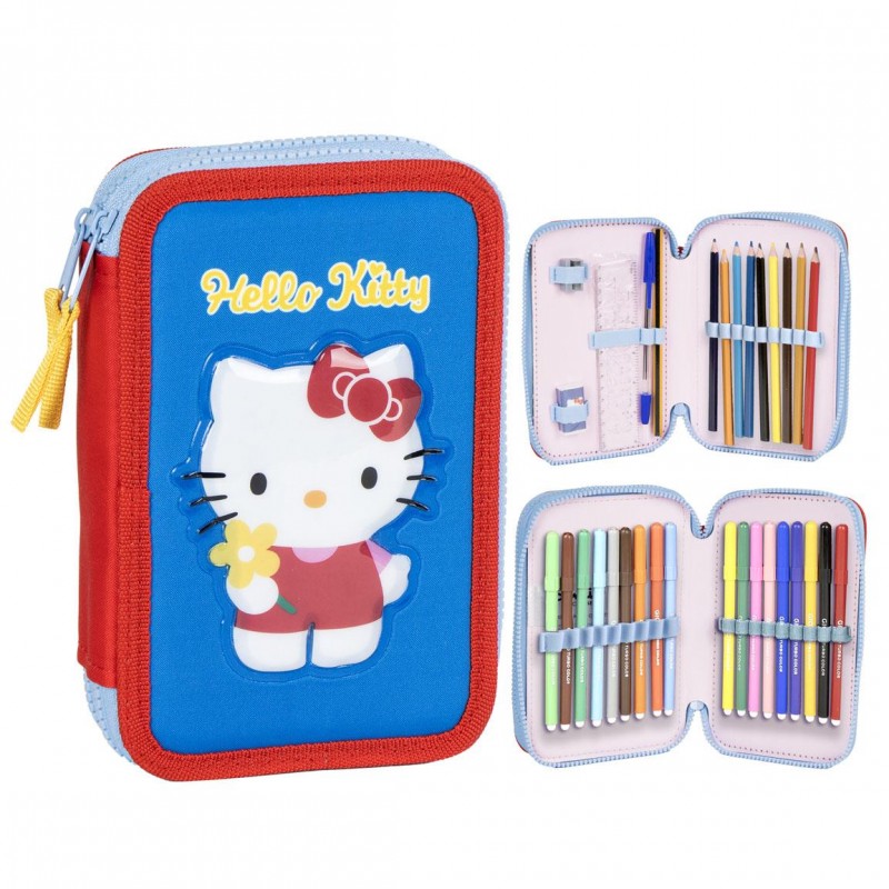 Hello Kitty - Estojo DUPLO- Porta Lápis - com acessórios