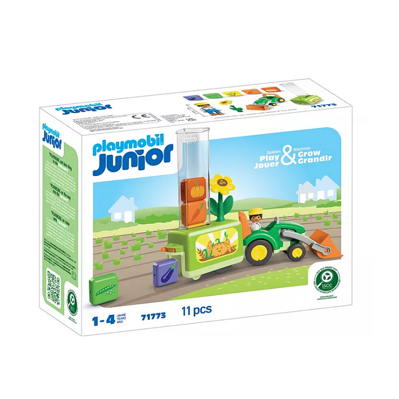 Playmobil :  JUNIOR: trator com semeadora de carga e descarga - 71773
