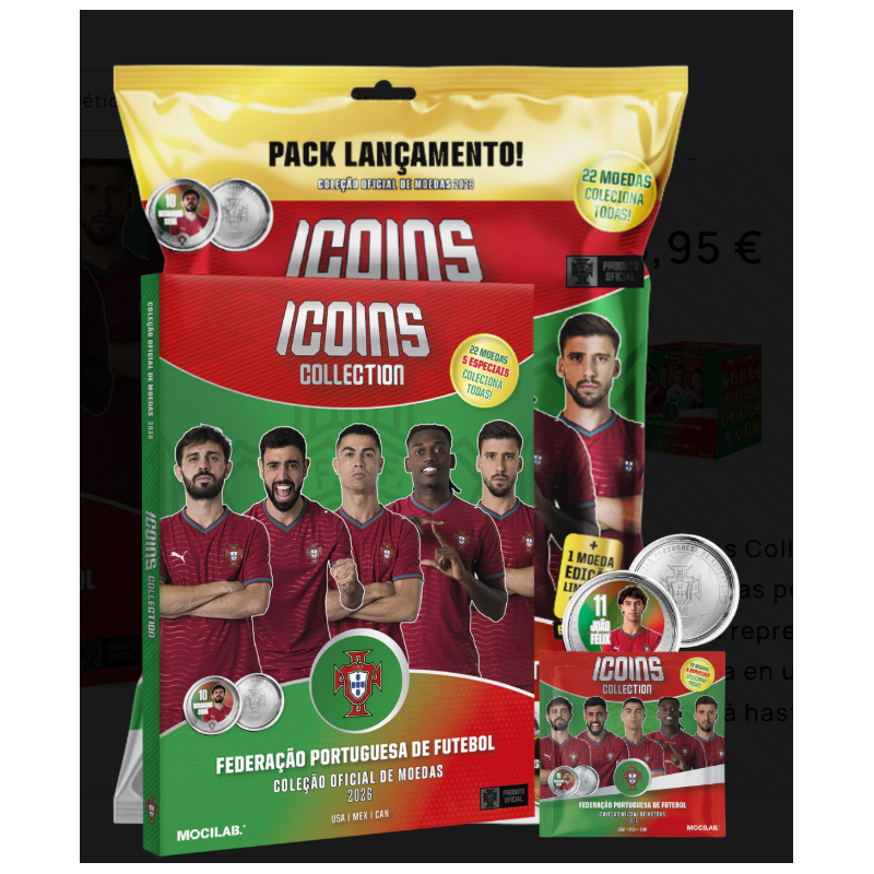 Album + FEDERAÇÃO PORTUGUESA PORTUGAL DE FUTEBOL -  ICoins Collection Moedas